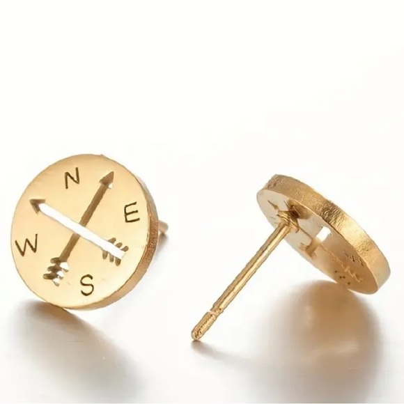 NWT White Gold - Luxury High-grade Compass Earrings Simple Fashion Stylish Cool - Picture 4 of 7